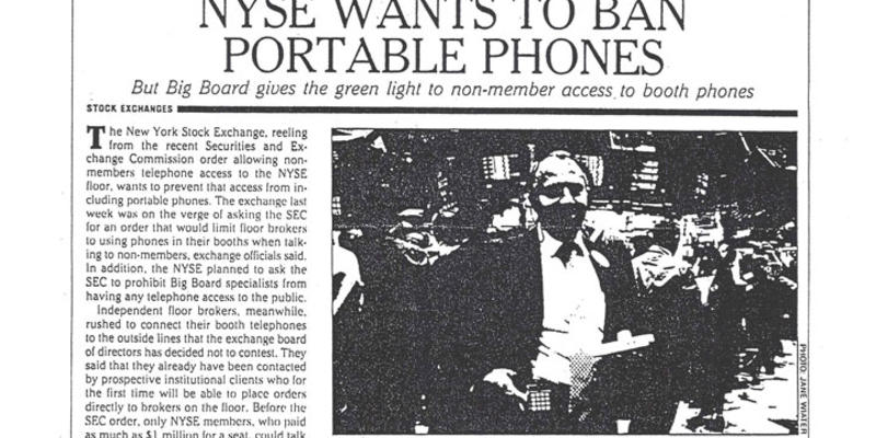 NYSE WANTS TO BAN PORTABLE PHONES